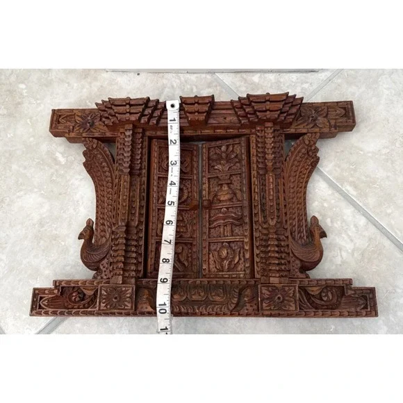 2 Peacock Ankhi Jhyal/Nepalese Antique Architectural Vintage Window/Wooden Frame - Picture 13 of 15